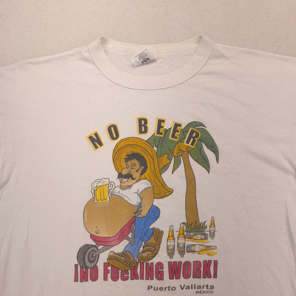 Playas Club Casual Crew Neck Short Sleeve Graphic T Shirt Mens Size L White